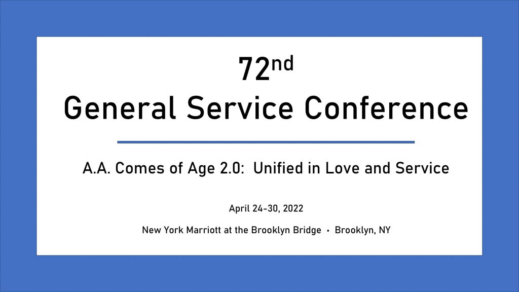 72nd General Service Conference Report Back Now Available! Alcoholics